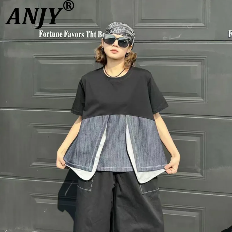 ANJY Summer New Women Tide Fashion Color-Block Casual T-shirt Chic Loose High Street Patchwork Design Versatile Niche Top A21849
ANJY Summer New Women Tide Fashion Color-Block Casual T-shirt Chic Loose High Street Patchwork Design Versatile Niche Top A21849