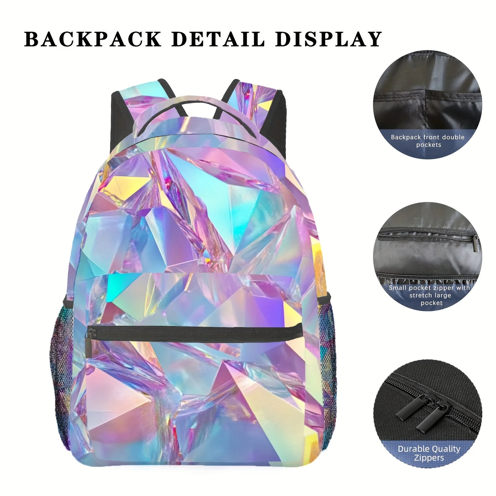 Holographic Crystal Print Backpack Shiny Iridescent Gem Pattern School Bag Lightweight Casual Daypack For Teens Students Travel
Holographic Crystal Print Backpack Shiny Iridescent Gem Pattern School Bag Lightweight Casual Daypack For Teens Students Travel