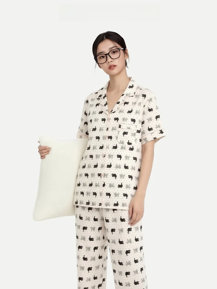 Pure Cotton Short Sleeve Women's Nightgown Cool Feeling Home Clothes Set for Ladies Summer Comfortable Breathable Sleepwear
Pure Cotton Short Sleeve Women's Nightgown Cool Feeling Home Clothes Set for Ladies Summer Comfortable Breathable Sleepwear
