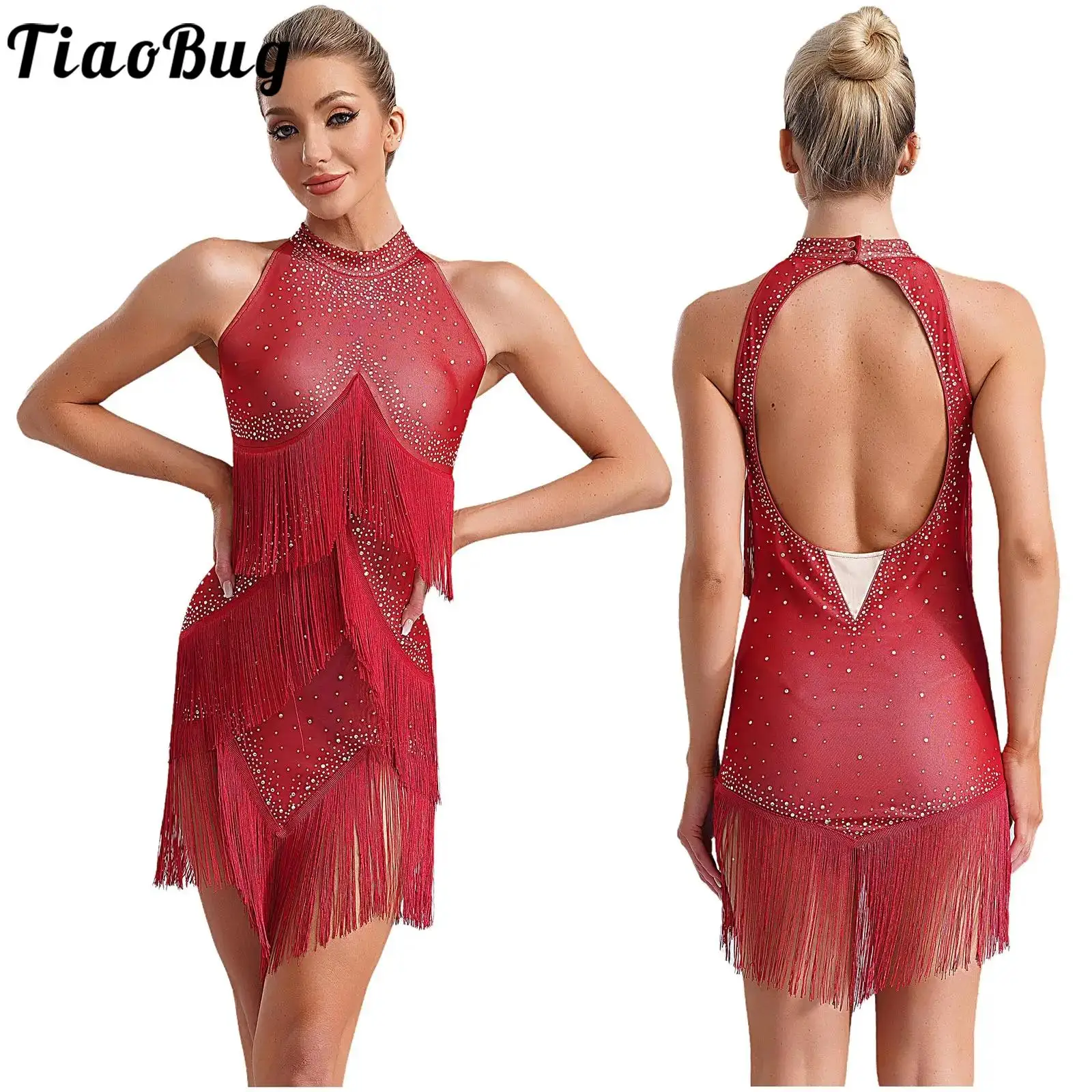 Women Latin Dance Performance Costume Sleeveless Backless Shiny Rhinestones Fringed Dress Salsa Tango Cha-cha Samba Dancewear
Women Latin Dance Performance Costume Sleeveless Backless Shiny Rhinestones Fringed Dress Salsa Tango Cha-cha Samba Dancewear