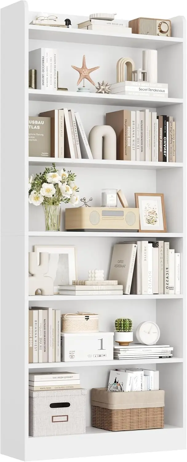 7-Tier Tall Bookcase, Modern Open Shelf Storage for Home Office, Study, Living Room, White
7-Tier Tall Bookcase, Modern Open Shelf Storage for Home Office, Study, Living Room, White