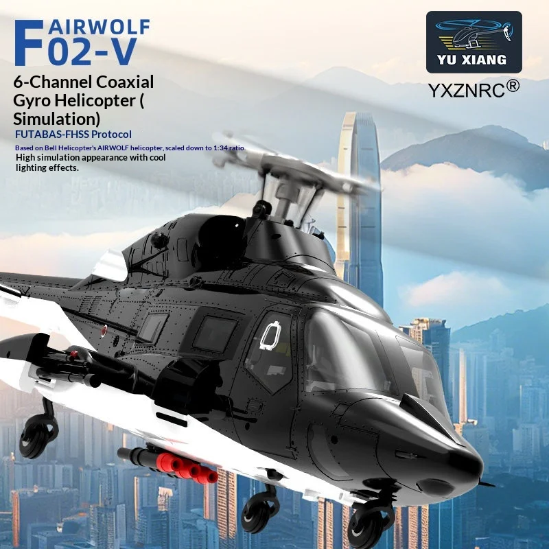 Радиоуправляемый вертолет Yuxiang F02V 1:34, модель F02V Airwolf, 3D-трюки, перевернутый полет, бесщеточный двигатель, 6-канальный, с протоколом FUTABA S-FHSS, игрушка
Радиоуправляемый вертолет Yuxiang F02V 1:34, модель F02V Airwolf, 3D-трюки, перевернутый полет, бесщеточный двигатель, 6-канальный, с протоколом FUTABA S-FHSS, игрушка