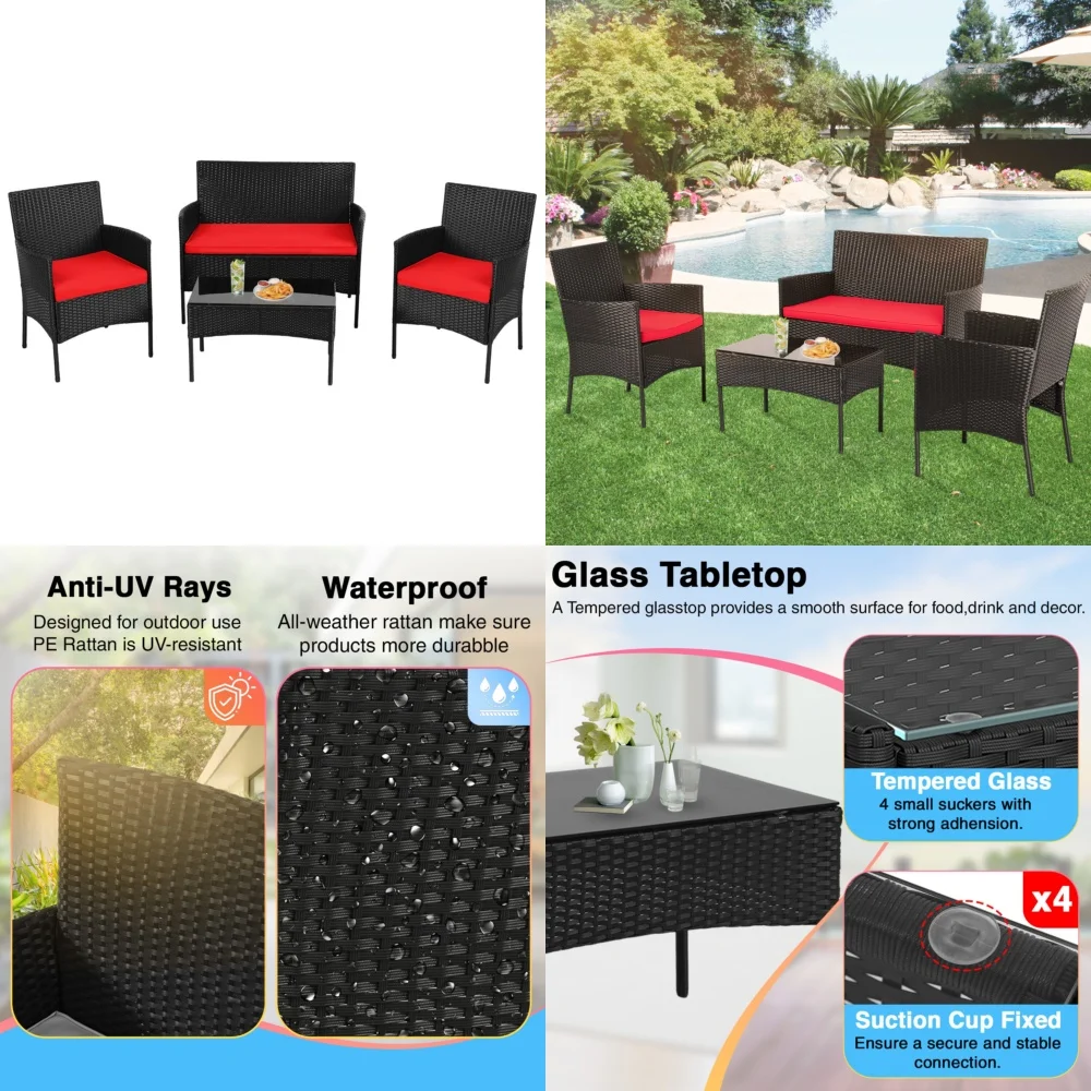Garden ChairOutdoor Patio Furniture Set 4 Piece Wicker Sofa Rattan Chairs Garden Bistro Seating Lounge Conversation Set for
Garden ChairOutdoor Patio Furniture Set 4 Piece Wicker Sofa Rattan Chairs Garden Bistro Seating Lounge Conversation Set for