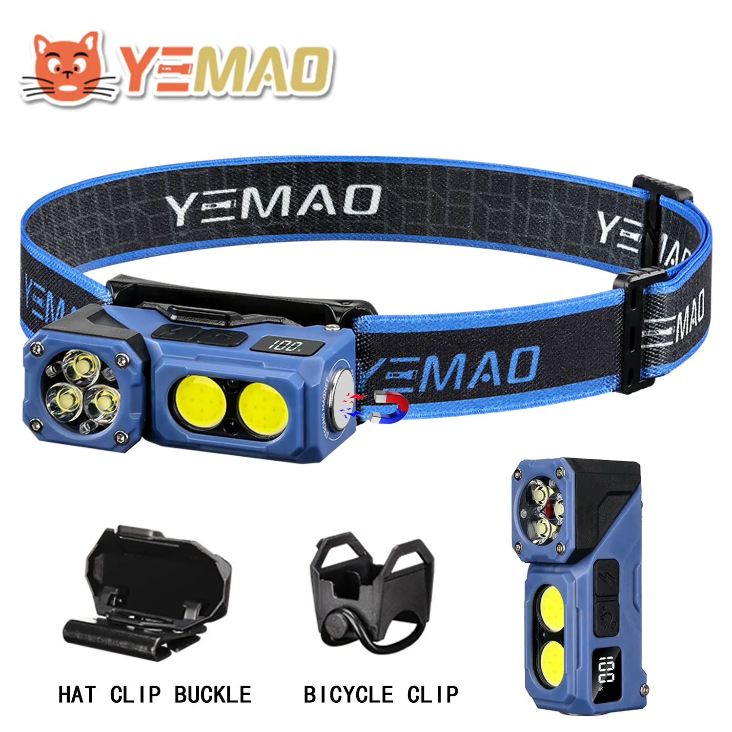 YEMAO T615 Headlamp Type-c Rechargeable Headlight Portable Rotating Hunting Lights Led Flashlight Fishing Front Bicycle Light
YEMAO T615 Headlamp Type-c Rechargeable Headlight Portable Rotating Hunting Lights Led Flashlight Fishing Front Bicycle Light