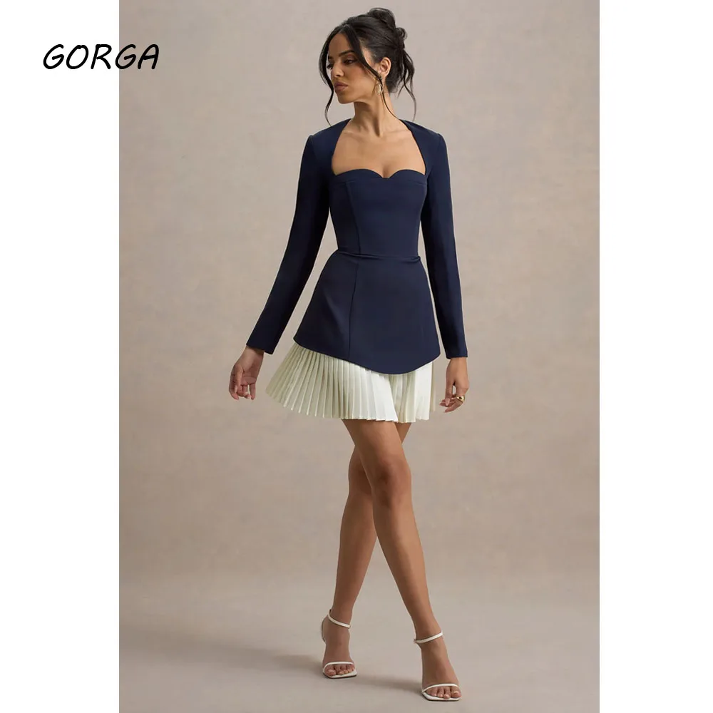 GORGA Customized Navy Blue Knee-Length Crepe Evening Dress Sweetheart Prom Dress 2025 Long Sleeves Ruches Mermaid Party Dress
GORGA Customized Navy Blue Knee-Length Crepe Evening Dress Sweetheart Prom Dress 2025 Long Sleeves Ruches Mermaid Party Dress