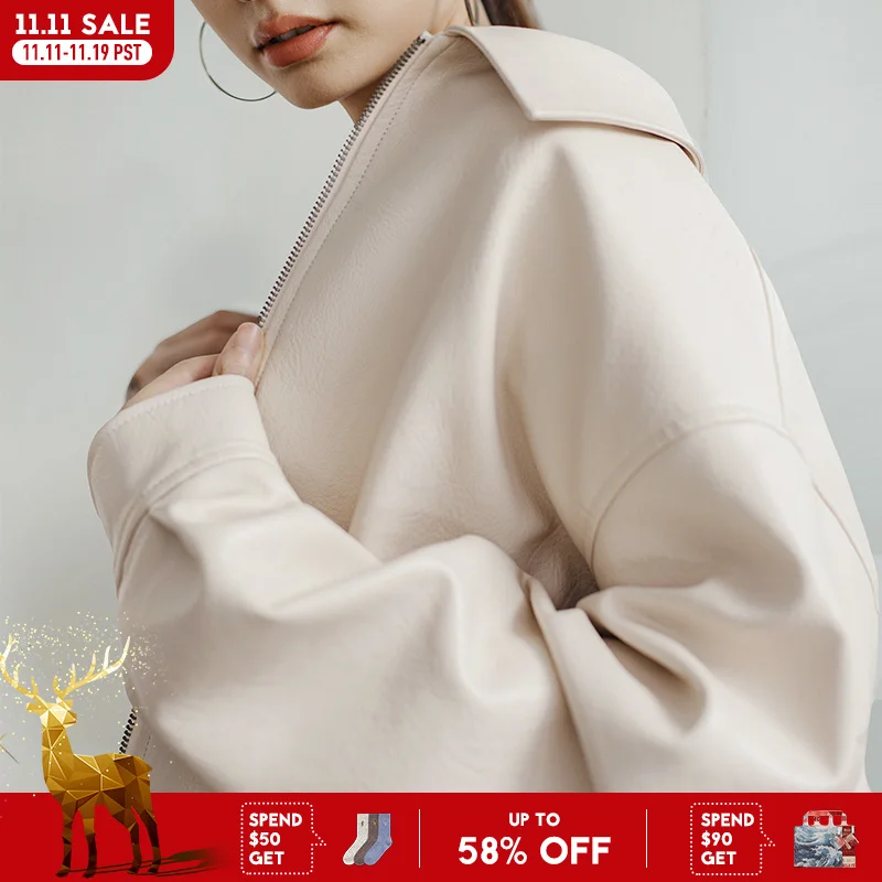 Женская кожаная куртка с отложным воротником Maden, бежевая короткая Свободная куртка в мотоциклетном стиле, универсальная верхняя одежда в стиле ретро
Женская кожаная куртка с отложным воротником Maden, бежевая короткая Свободная куртка в мотоциклетном стиле, универсальная верхняя одежда в стиле ретро