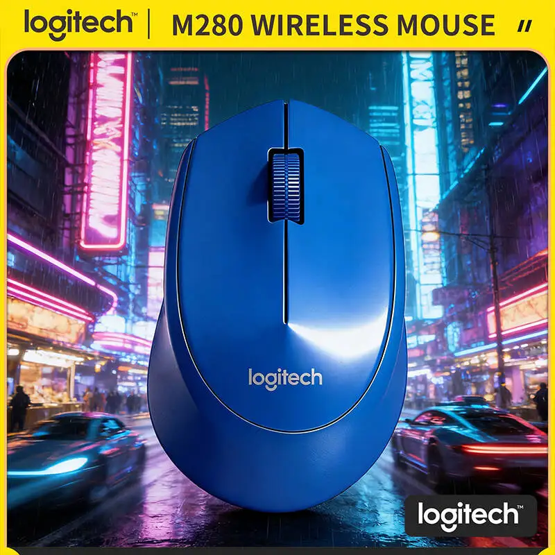 Logitech M280 Ergonomic Wireless Mouse 1000 DPI Optical Tracking 10m Range 18-Month Battery for Office Study Linux
