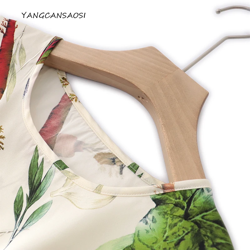Ladies' Summer Fashionable Dress with Fruit Print and Natural Mulberry Silk Round Neck, Comfortable and Elegant A-line Skirt
Ladies' Summer Fashionable Dress with Fruit Print and Natural Mulberry Silk Round Neck, Comfortable and Elegant A-line Skirt