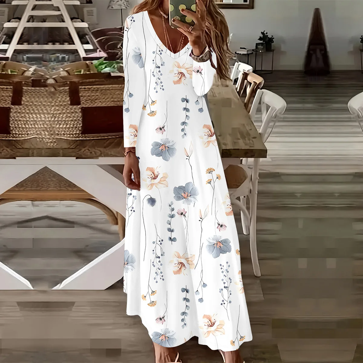 2026 Европейская и американская мода, облегающий топ с v-образным вырезом и длинными рукавами, свободный низ, женское платье больших размеров
2026 Европейская и американская мода, облегающий топ с v-образным вырезом и длинными рукавами, свободный низ, женское платье больших размеров