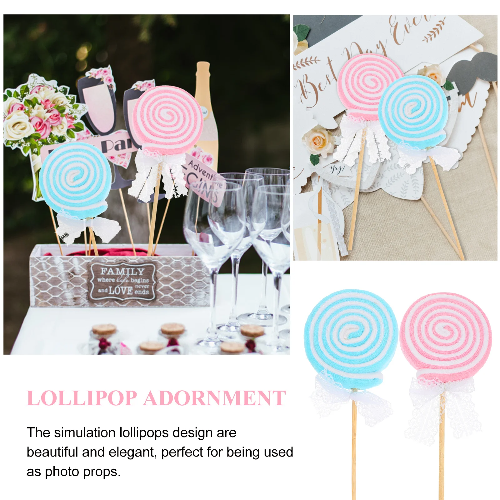 2pcs Lollipop Fairy Wand Large Simulation Lollipop Props Photography Fake Food Adornment Scene Decoration Party Decor Accessory
2pcs Lollipop Fairy Wand Large Simulation Lollipop Props Photography Fake Food Adornment Scene Decoration Party Decor Accessory