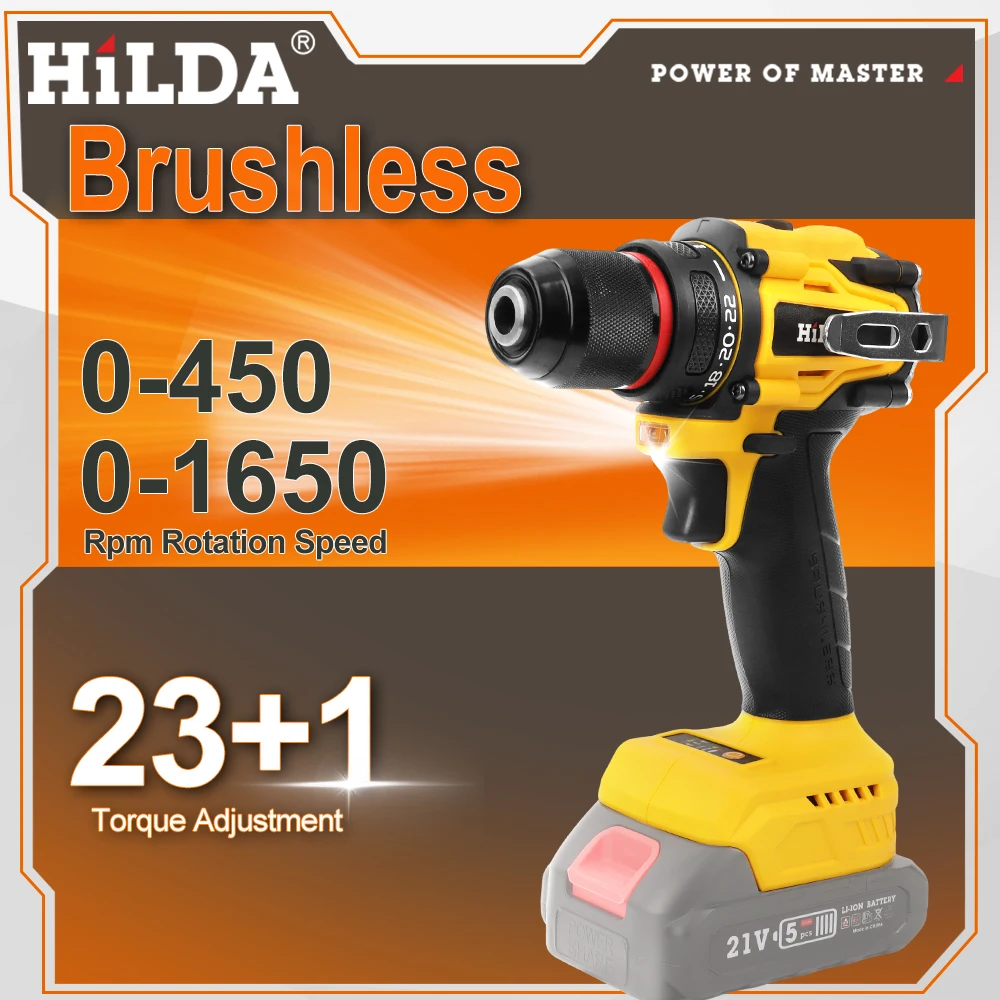 HILDA Multi Function Variable Speed Brushless Electric Drill fits Makita 18V Battery and is suitable for DIY/Home Decoration
HILDA Multi Function Variable Speed Brushless Electric Drill fits Makita 18V Battery and is suitable for DIY/Home Decoration