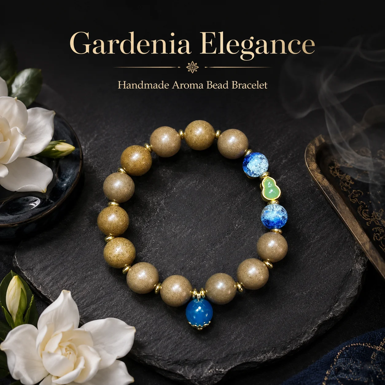 Gardenia Aroma Bead Bracelet 12mm 12 Beads Handmade Stretch Charm Bracelet Gold Tone Green Gourd Charm Women Men Jewelry Gift
Gardenia Aroma Bead Bracelet 12mm 12 Beads Handmade Stretch Charm Bracelet Gold Tone Green Gourd Charm Women Men Jewelry Gift