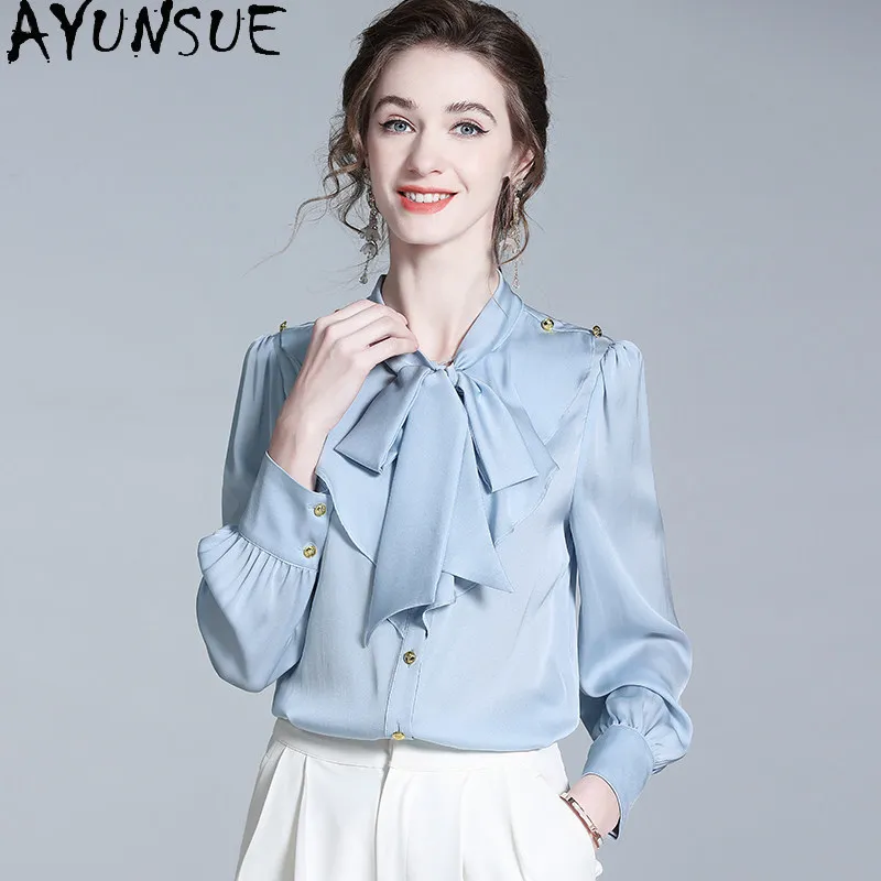 AYUNSUE 95% Natural Silk Shirt Women 2026 Spring Summer Clothes Soild Color Elegant Womens Blouses Bow New Style Блузка Женска
AYUNSUE 95% Natural Silk Shirt Women 2026 Spring Summer Clothes Soild Color Elegant Womens Blouses Bow New Style Блузка Женска