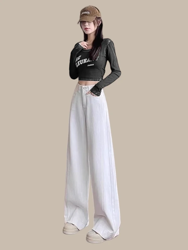 White Straight Leg Jeans Women's Summer New Slimming High-End Drapey Floor-Length Narrow Wide Leg Pants Casual Pure Color
White Straight Leg Jeans Women's Summer New Slimming High-End Drapey Floor-Length Narrow Wide Leg Pants Casual Pure Color