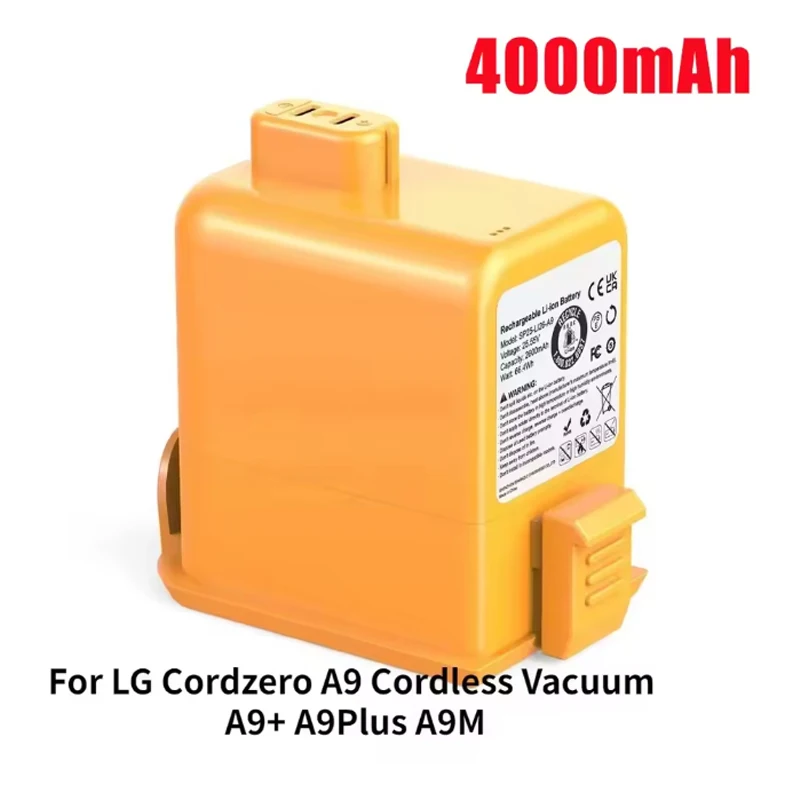 Vacuum Cleaner Battery 4000mAh EAC63758601, EAC63382201, EAC63382202, MEV65921201, EAC63382204 for LG Cord Zero A9, A9+, A9 Plus
Vacuum Cleaner Battery 4000mAh EAC63758601, EAC63382201, EAC63382202, MEV65921201, EAC63382204 for LG Cord Zero A9, A9+, A9 Plus
