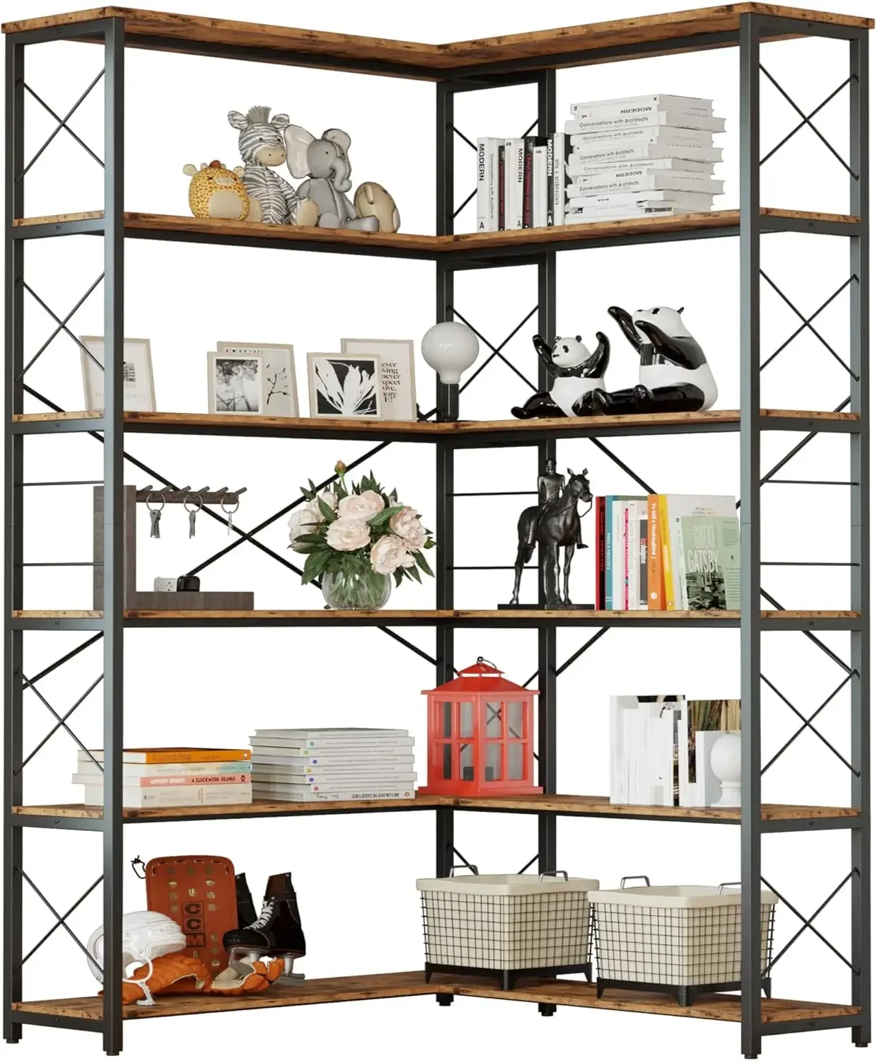 Угловой книжный шкаф с 6 полками, винтажная промышленная угловая книжная полка Etagere Bookcase, 6-уровневая угловая полка для хранения с мет.
Угловой книжный шкаф с 6 полками, винтажная промышленная угловая книжная полка Etagere Bookcase, 6-уровневая угловая полка для хранения с мет.