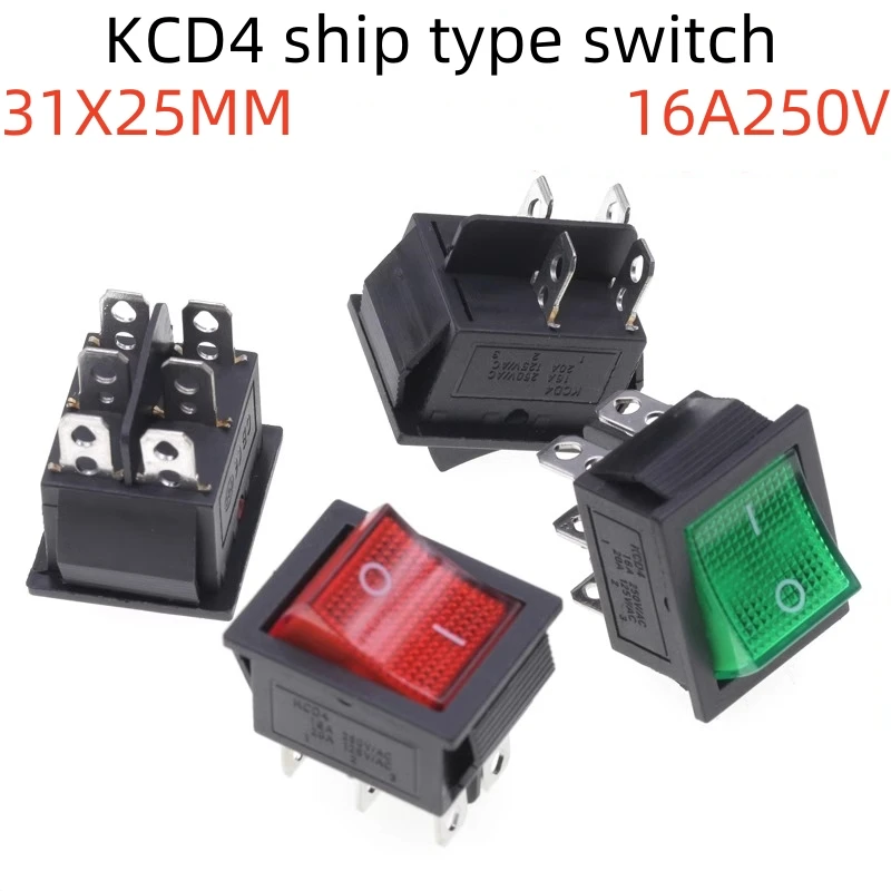2PCS KCD4 boat switch, boat switch, rocker power button 4 feet with light 16A 250V 31x25mm
2PCS KCD4 boat switch, boat switch, rocker power button 4 feet with light 16A 250V 31x25mm