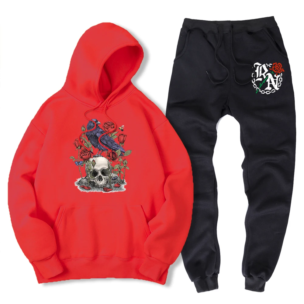 Art Nouveau Skull Rose Crow Butterfly Sportswear Suit Men 2 Piece Sets Pocket Hoody + Pants Winter Fleece Sweatshirt + Sweatpant
Art Nouveau Skull Rose Crow Butterfly Sportswear Suit Men 2 Piece Sets Pocket Hoody + Pants Winter Fleece Sweatshirt + Sweatpant