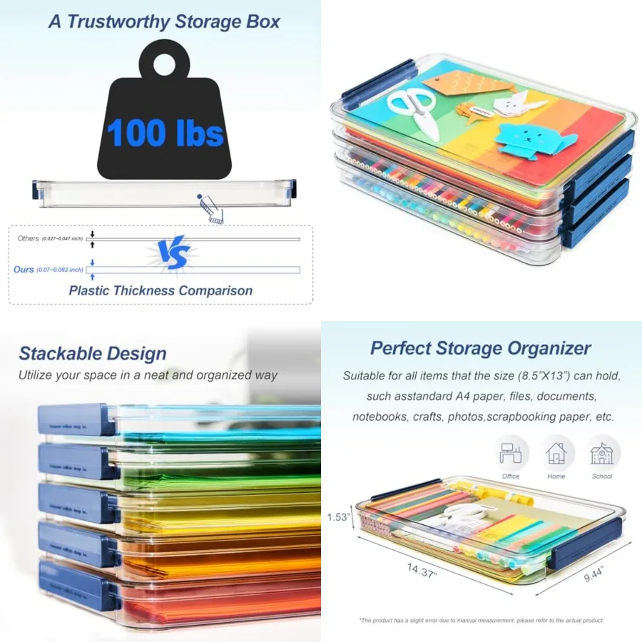 Clear Portable Slim Project Case 9 X 13 Plastic Storage File Box For Letter A4 Paper Photo Documents Scrapbook, 3 Count
Clear Portable Slim Project Case 9 X 13 Plastic Storage File Box For Letter A4 Paper Photo Documents Scrapbook, 3 Count