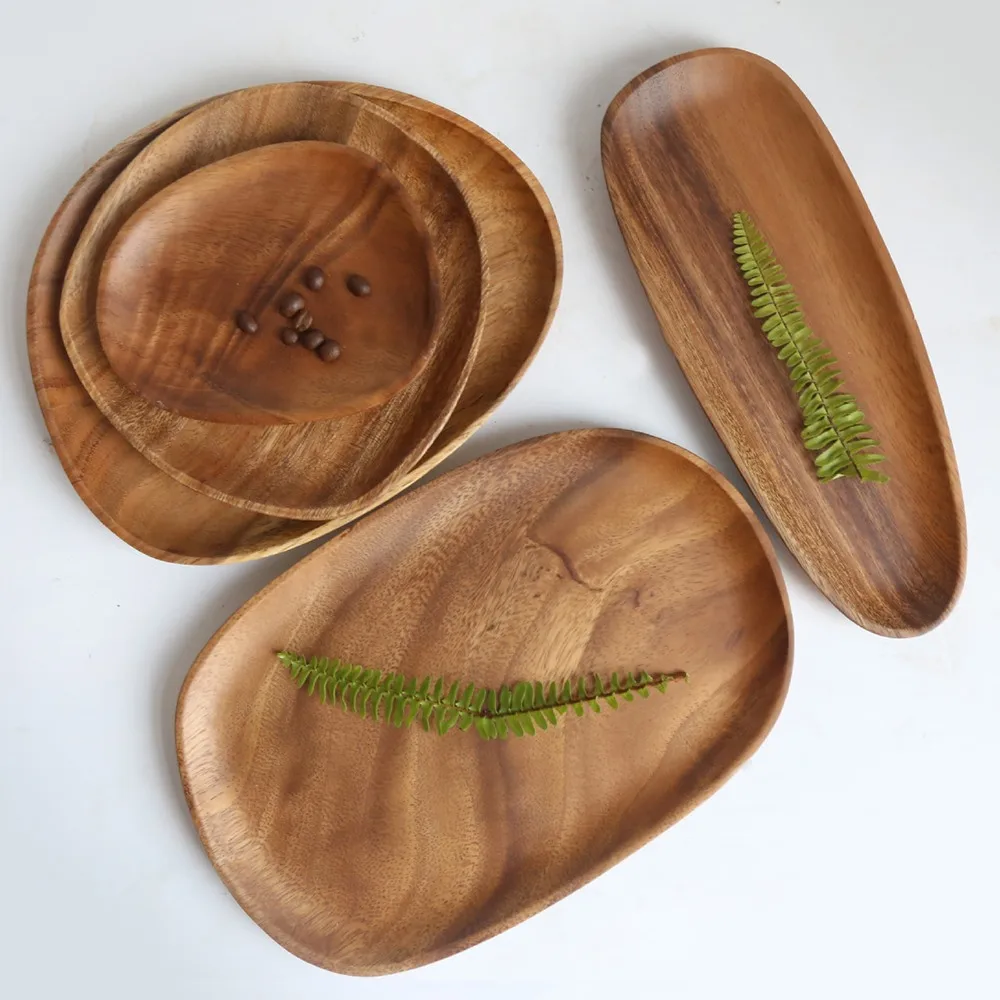 Walnut & Acacia Irregular Oval Solid Wood Dinner Plate Wooden Serving Decorative Tray, For Dishes Snack, Dim Sum, Fruit, Dessert
Walnut & Acacia Irregular Oval Solid Wood Dinner Plate Wooden Serving Decorative Tray, For Dishes Snack, Dim Sum, Fruit, Dessert