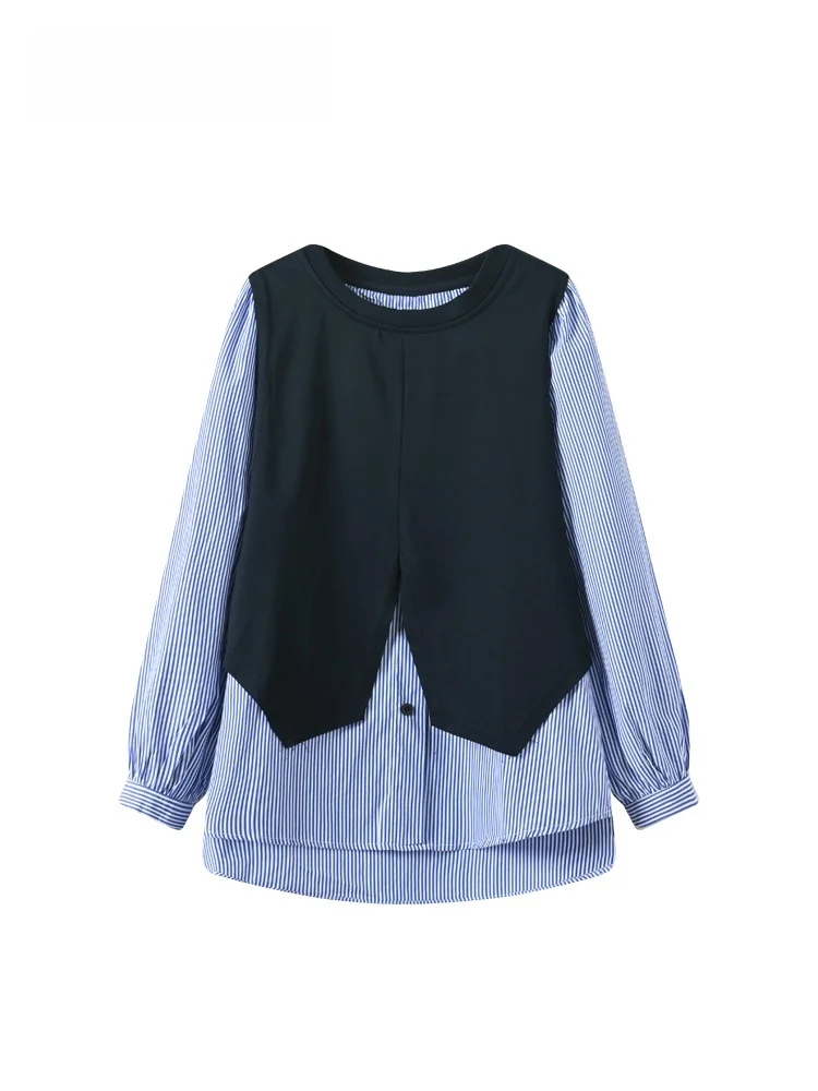 Loose Long Sleeve round Neck Sweatshirt Women plus Size Spring Casual Style Conceal Meat Fake Two-Piece Top Cotton Polyester
Loose Long Sleeve round Neck Sweatshirt Women plus Size Spring Casual Style Conceal Meat Fake Two-Piece Top Cotton Polyester