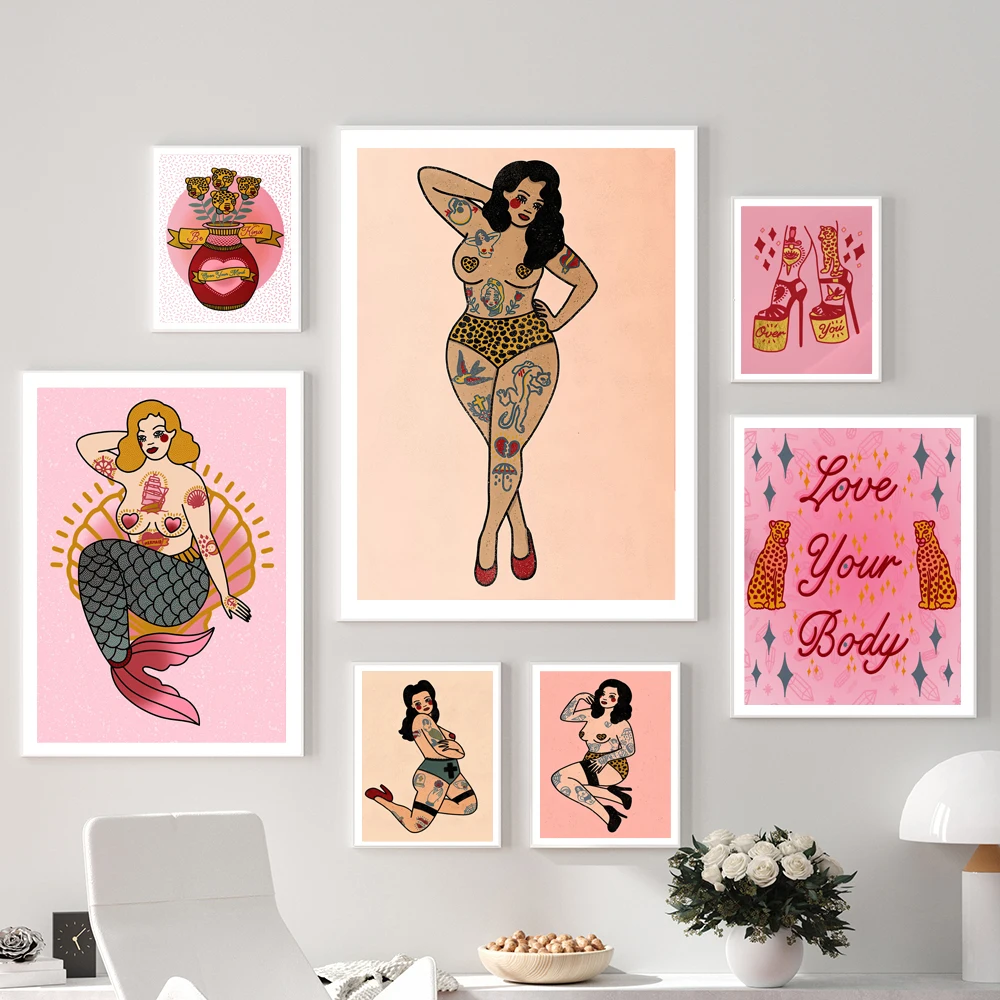 Pink Leopard Girl Feminist Mermaid Retro Wall Art Canvas Painting Nordic Posters And Prints Wall Pictures For Living Room Decor
Pink Leopard Girl Feminist Mermaid Retro Wall Art Canvas Painting Nordic Posters And Prints Wall Pictures For Living Room Decor