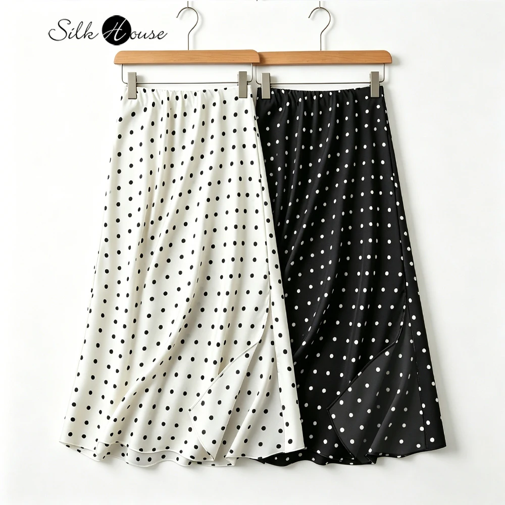 Modern Black and White Polka Dot 93% Natural Mulberry Silk Elastic Satin 45 ° Oblique Cut Women's Fashionable Split Hip Skirt
Modern Black and White Polka Dot 93% Natural Mulberry Silk Elastic Satin 45 ° Oblique Cut Women's Fashionable Split Hip Skirt