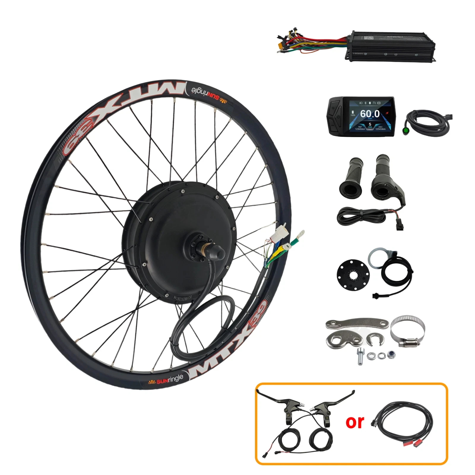 Ebike 36-52V 1000-1500W 20"/24"/26"/27.5"/700C/29er MTX39 Front Wheel Conversion kits dropout 100mm
Ebike 36-52V 1000-1500W 20"/24"/26"/27.5"/700C/29er MTX39 Front Wheel Conversion kits dropout 100mm