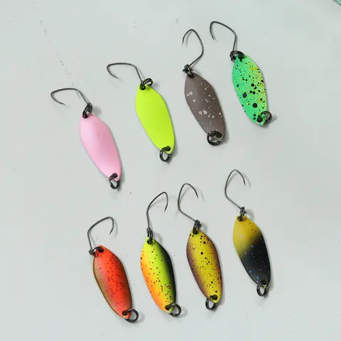 1Pcs NEW Area Trout Colorful Painting Spoon Bait 1.6g 27mm Copper Metal Fishing Lures For Trout Perch Chub