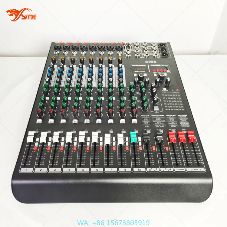Мини-микшерный пульт DM8 с MP3-плеером, 199 DSP-эффектов, 8-канальный аудиомикшер
Мини-микшерный пульт DM8 с MP3-плеером, 199 DSP-эффектов, 8-канальный аудиомикшер