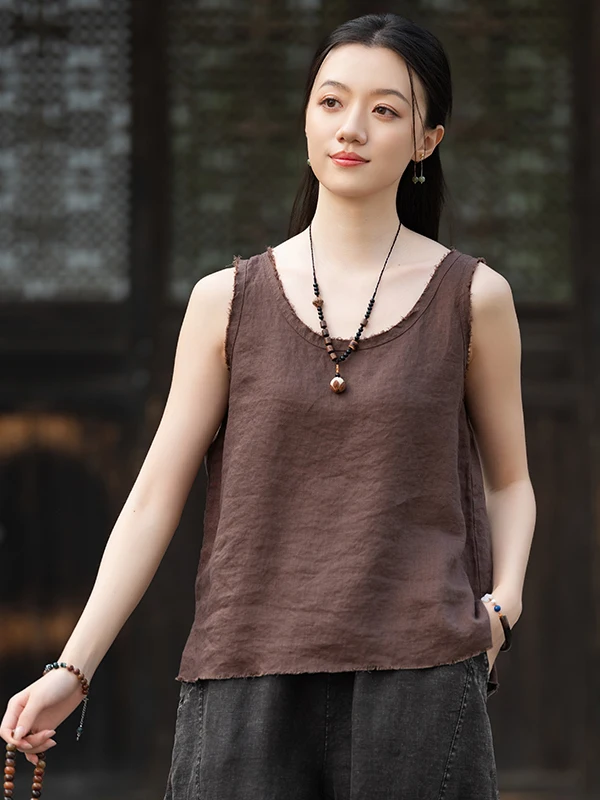 Summer New Pure Color Linen round Neck Vest Women's Artistic Cotton Linen Loose Chinese Style Sleeveless Top Thin
Summer New Pure Color Linen round Neck Vest Women's Artistic Cotton Linen Loose Chinese Style Sleeveless Top Thin