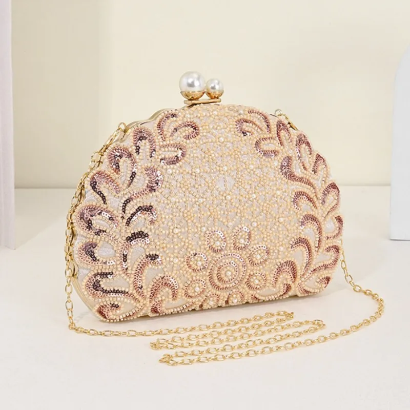 Vintage Sequin Beading Handmade Evening Bags for Women Gold Silver Champagne Metal Chain Shoulder Bag Party Small Clutches Purse
Vintage Sequin Beading Handmade Evening Bags for Women Gold Silver Champagne Metal Chain Shoulder Bag Party Small Clutches Purse