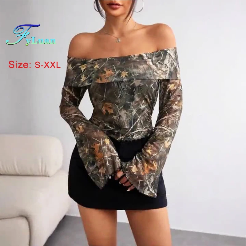 2025 Spring New Women T-shirt Top Mesh Printed One Word Collar Off Shoulder Strapless Flare Sleeve Slimming Versatile Female Top
2025 Spring New Women T-shirt Top Mesh Printed One Word Collar Off Shoulder Strapless Flare Sleeve Slimming Versatile Female Top
