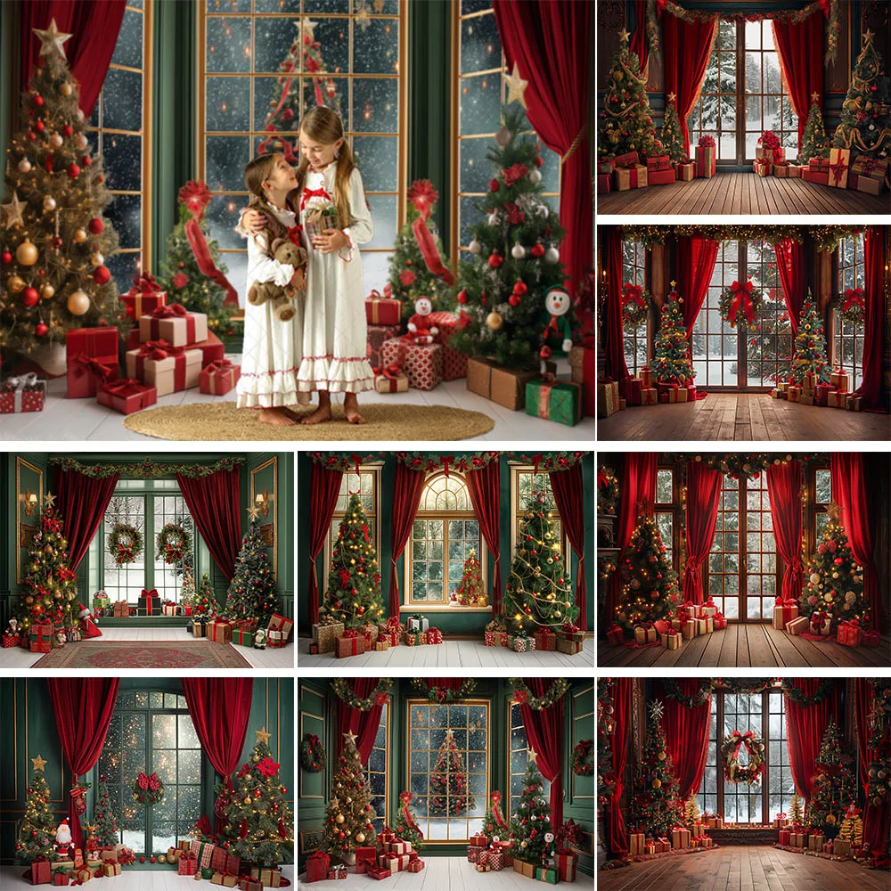 Mocsicka Christmas Backdrop Indoor Red Curtain Window Snow Scene Xmas Tree Wooden Floor Children Photo Background Shooting Props
Mocsicka Christmas Backdrop Indoor Red Curtain Window Snow Scene Xmas Tree Wooden Floor Children Photo Background Shooting Props