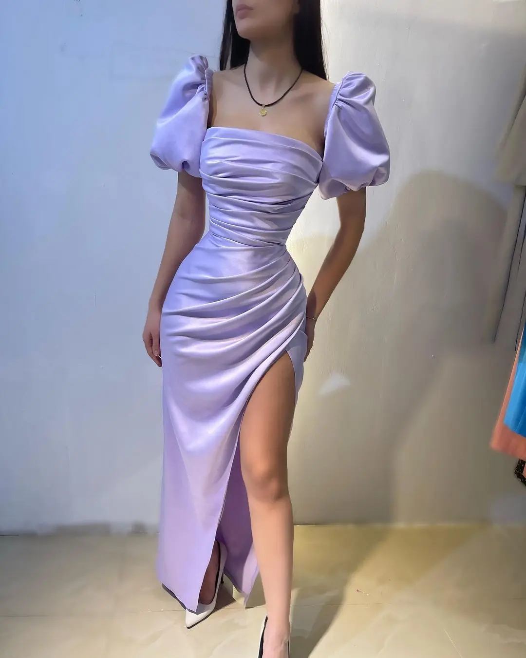 Elegant Purple Mermaid Strapless Long Satin Bridesmaid Dress High Side Slit Cap Sleeves Pleats Prom Dress Wedding Party Gowns
Elegant Purple Mermaid Strapless Long Satin Bridesmaid Dress High Side Slit Cap Sleeves Pleats Prom Dress Wedding Party Gowns