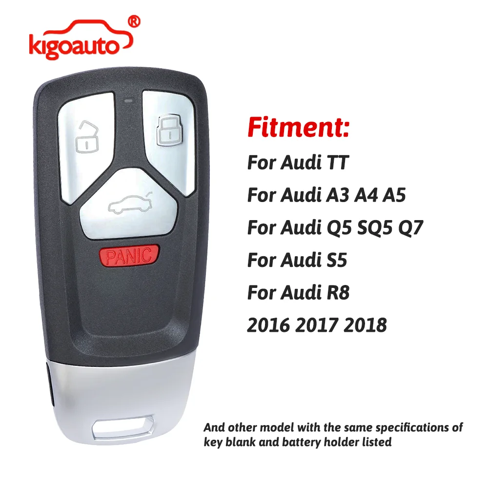 kigoauto Remote Key Case Shell 3 Button 4M0-959-754 for Audi A3 TT R8 A4 A5 Q5 Q7 S5 SQ5 2016-2018
kigoauto Remote Key Case Shell 3 Button 4M0-959-754 for Audi A3 TT R8 A4 A5 Q5 Q7 S5 SQ5 2016-2018