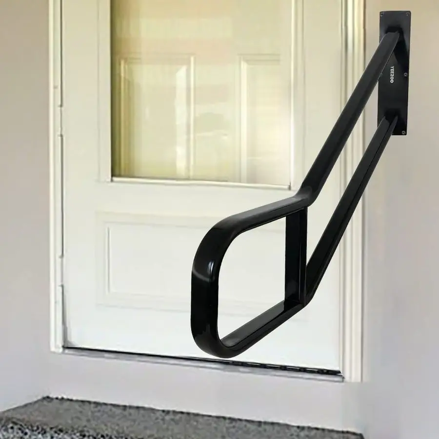 Railing for Outdoor Steps, Sturdy Wall Mount handrail, Oval Flat Tube with Polished Black, Suit for 1 to 3 Garage, Garden, Porch
Railing for Outdoor Steps, Sturdy Wall Mount handrail, Oval Flat Tube with Polished Black, Suit for 1 to 3 Garage, Garden, Porch