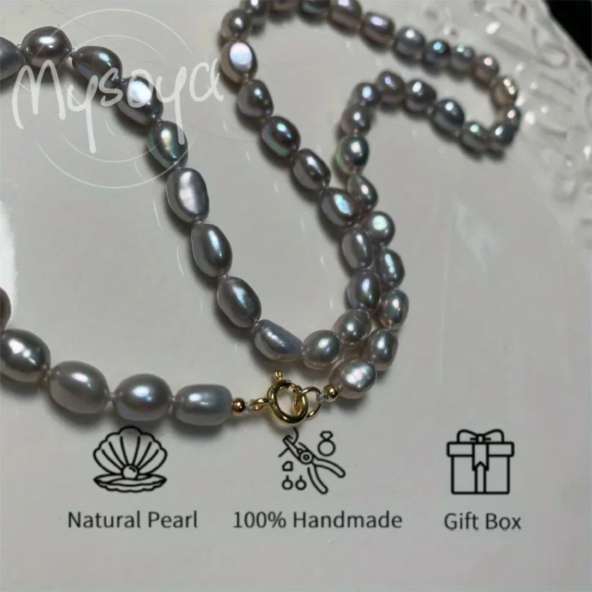 MYSOYA 6-7 мм натуральный серый пресноводный жемчуг ожерелье разных размеров с подарочной коробкой день рождения, свадьба, Рождество, Новый год, ювелирные изделия, подарок
MYSOYA 6-7 мм натуральный серый пресноводный жемчуг ожерелье разных размеров с подарочной коробкой день рождения, свадьба, Рождество, Новый год, ювелирные изделия, подарок
