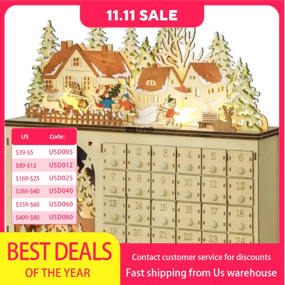The 2-in-1 Christmas advent calendar and light up Christmas decorations, the 24-day countdown drawer allows you to store things
The 2-in-1 Christmas advent calendar and light up Christmas decorations, the 24-day countdown drawer allows you to store things