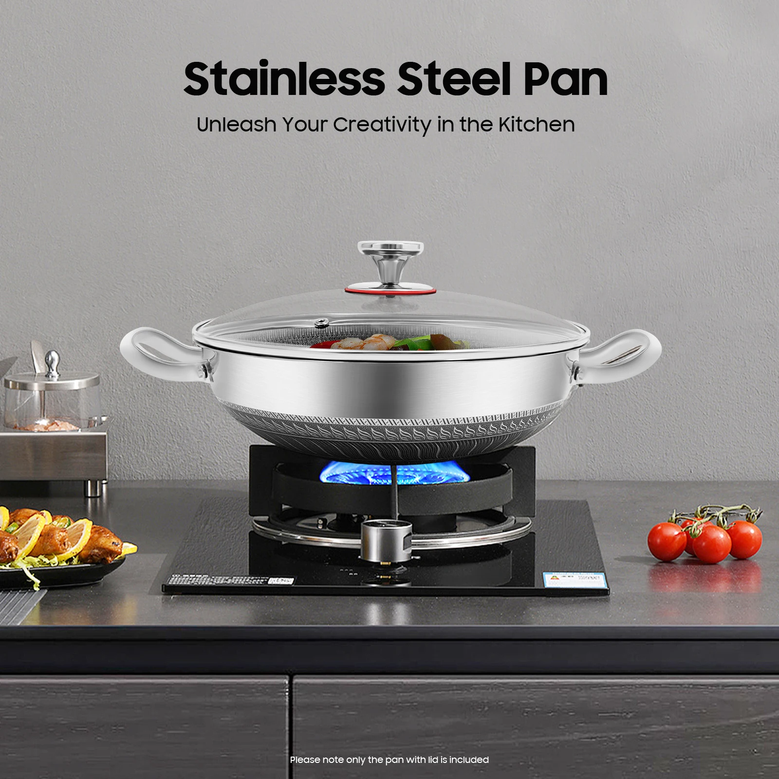 BYMAOCAR Stainless Steel Pan W/ Cooking Glass Lid, 12.6" Non-Stick Frying Pan for Induction Ceramic& Electric Stovetop
BYMAOCAR Stainless Steel Pan W/ Cooking Glass Lid, 12.6" Non-Stick Frying Pan for Induction Ceramic& Electric Stovetop