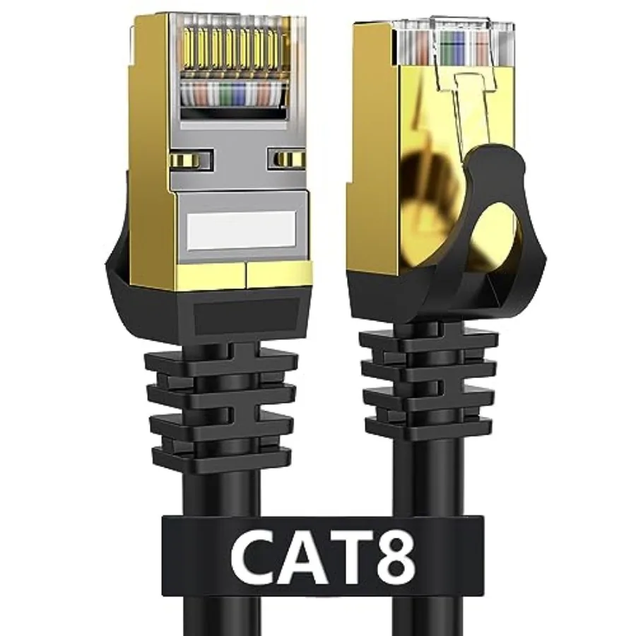 Cat 8 Ethernet Cable 50 ft Shielded, IndoorandOutdoor, Heavy Duty High Speed Direct Burial 26AWG Network Wire, 40Gbps 2000Mhz S
Cat 8 Ethernet Cable 50 ft Shielded, IndoorandOutdoor, Heavy Duty High Speed Direct Burial 26AWG Network Wire, 40Gbps 2000Mhz S