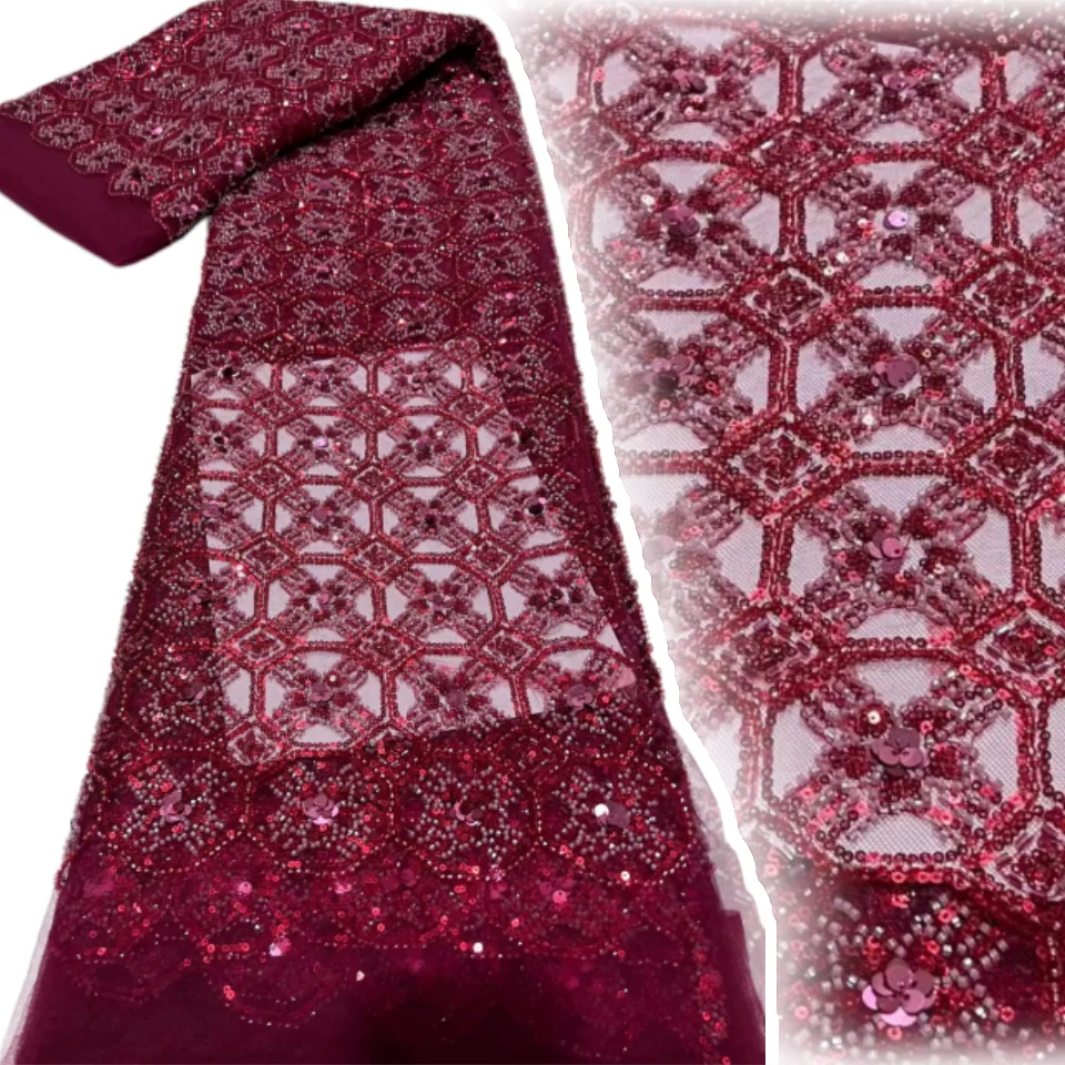 High Quality Red African Handmade Embroidery Beaded Lace Fabric 2026 Nigerian Sequins Lace For Women Wedding Sewing 5 Yards 2574
High Quality Red African Handmade Embroidery Beaded Lace Fabric 2026 Nigerian Sequins Lace For Women Wedding Sewing 5 Yards 2574