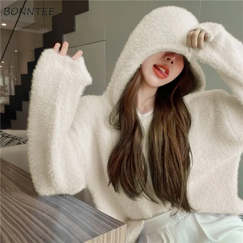 S-4XL Solid Hooded Pullovers Women Simple Sweater Loose Student Sweet Streetwear Draw String Design Casual Harajuku Popular Chic 
S-4XL Solid Hooded Pullovers Women Simple Sweater Loose Student Sweet Streetwear Draw String Design Casual Harajuku Popular Chic