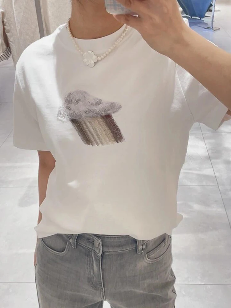 Casual Embroidered Print Overhead T-irt Women's Faion Summer New Arrival Versatile Comfortable round Ne Top
Casual Embroidered Print Overhead T-irt Women's Faion Summer New Arrival Versatile Comfortable round Ne Top