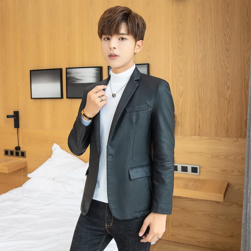 Moto Biker Leather Jacket Casual Men Solid Color Business Suit Collar Leather Jacket Mens Slim Coat Business Faux Leather Coat 
Moto Biker Leather Jacket Casual Men Solid Color Business Suit Collar Leather Jacket Mens Slim Coat Business Faux Leather Coat