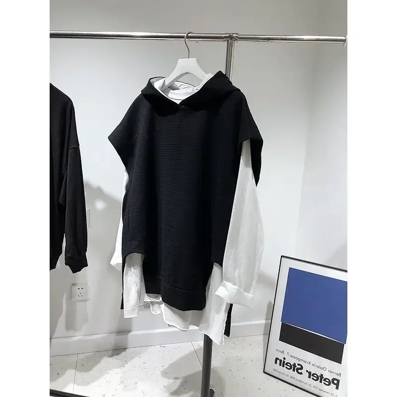 Loose Sleeveless Vest 2025 Spring Autumn New Hooded Fashion Suit Women Casual White Long Sleeve T-shirt and Korean Style Black
Loose Sleeveless Vest 2025 Spring Autumn New Hooded Fashion Suit Women Casual White Long Sleeve T-shirt and Korean Style Black