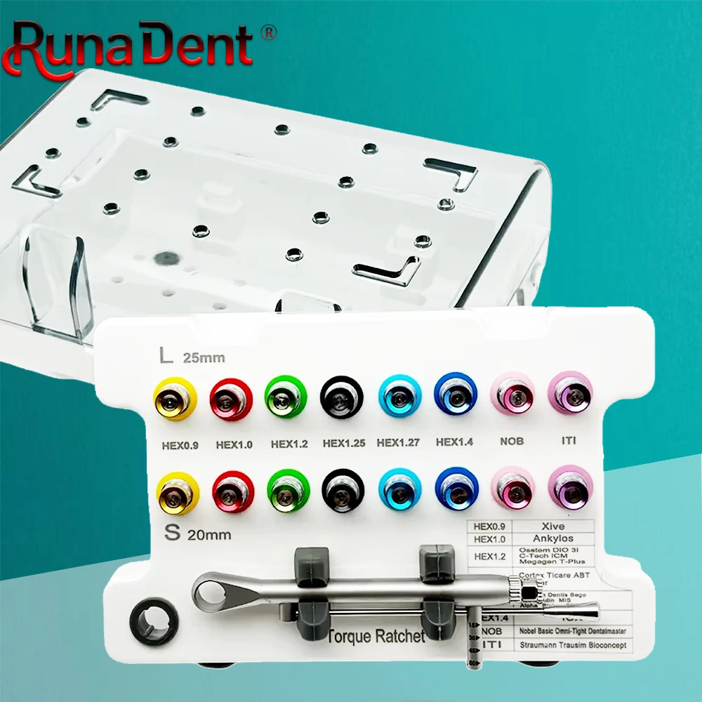 Universal Dental Implant Torque Screwdriver Kit Manual 15-60Ncm with Sterilizable Case for Prosthetic Restoration
Universal Dental Implant Torque Screwdriver Kit Manual 15-60Ncm with Sterilizable Case for Prosthetic Restoration