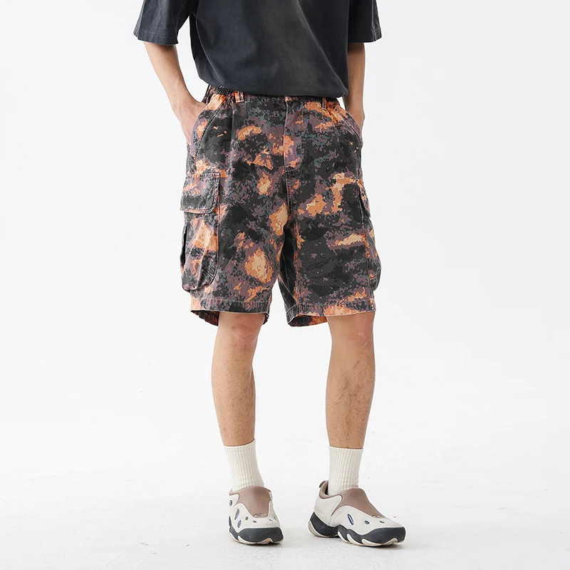 Summer American Retro Large-pocket 100% Cotton Washed Camouflage Cargo Shorts Loose Fit Trendy Breathable Knee-length Shorts
Summer American Retro Large-pocket 100% Cotton Washed Camouflage Cargo Shorts Loose Fit Trendy Breathable Knee-length Shorts