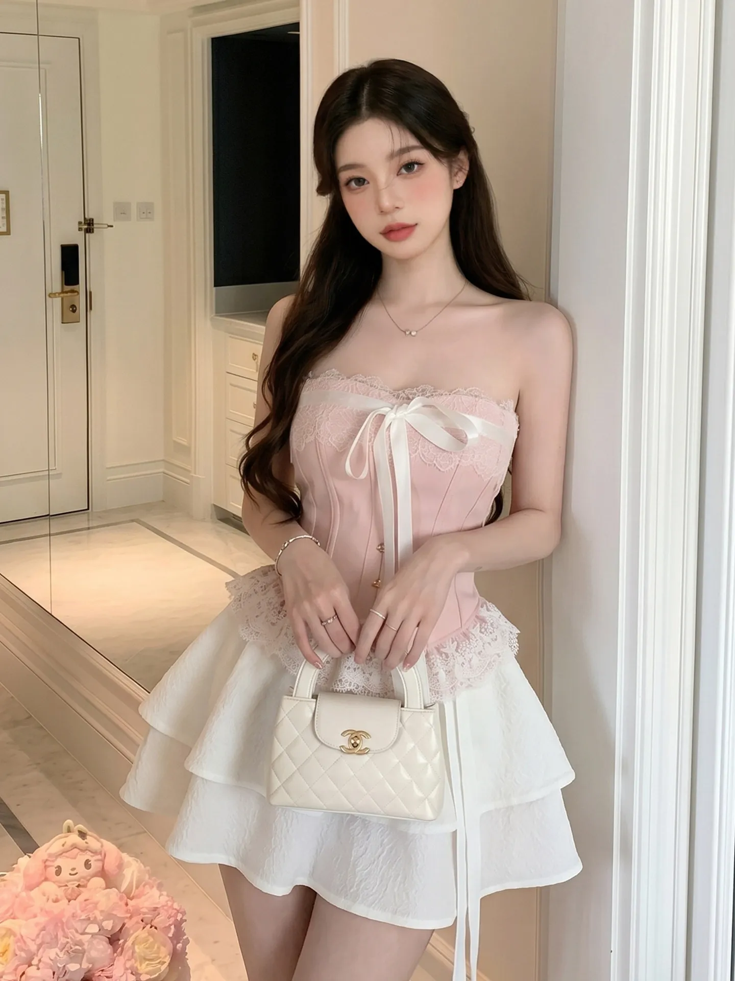 Sexy Sweet Spicy Lace Knot Vest Women's Top Puffy Half Skirt Slimming Ensemble Korean Style Commute Fashion
Sexy Sweet Spicy Lace Knot Vest Women's Top Puffy Half Skirt Slimming Ensemble Korean Style Commute Fashion