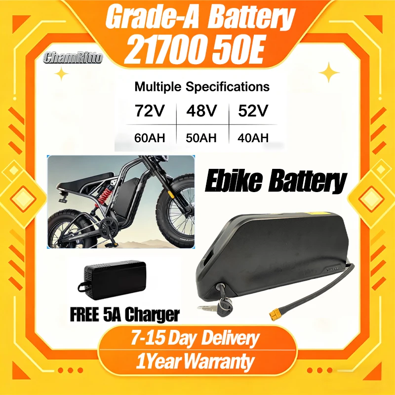 48V 60V 72V Polly 40AH E bike Battery Down tube 52V Electric Battery 80A BMS cham rider Original 21700 Lithium Lon Battery 2000W
48V 60V 72V Polly 40AH E bike Battery Down tube 52V Electric Battery 80A BMS cham rider Original 21700 Lithium Lon Battery 2000W